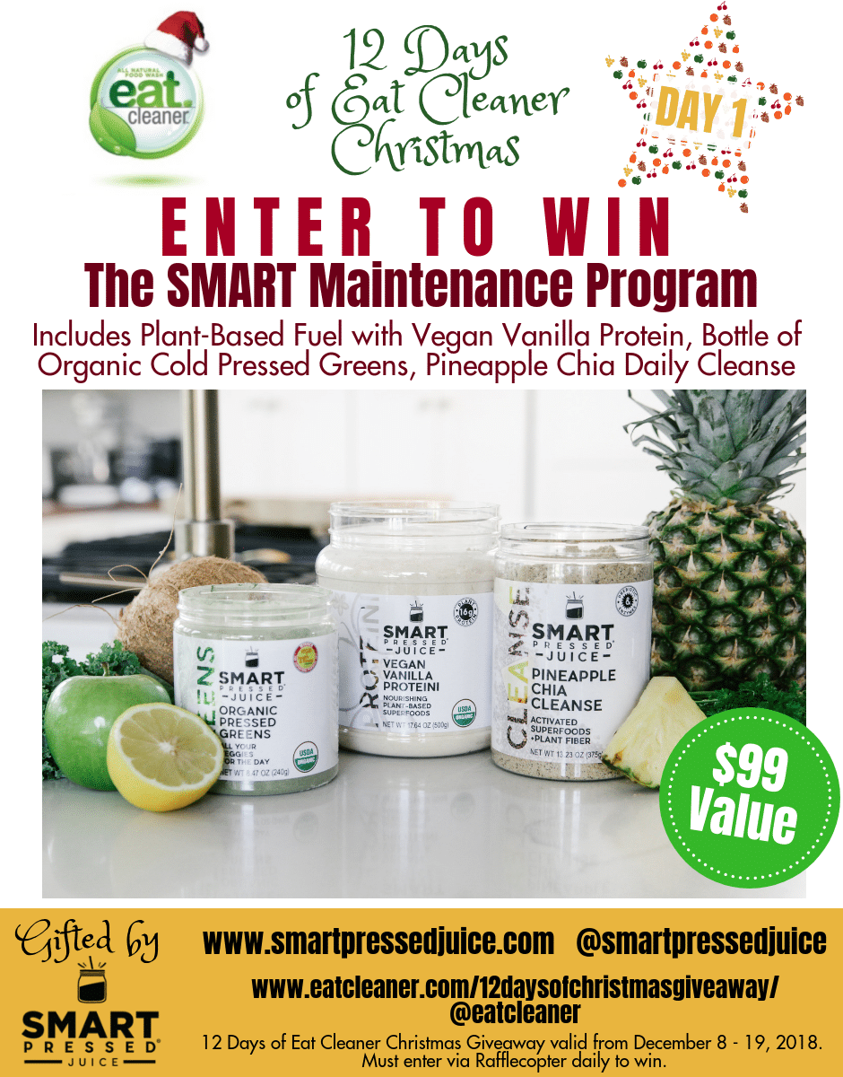 Enter to Win Smart Pressed Juice - Day 1 of 12 Days of Eat Cleaner Christmas Giveaway