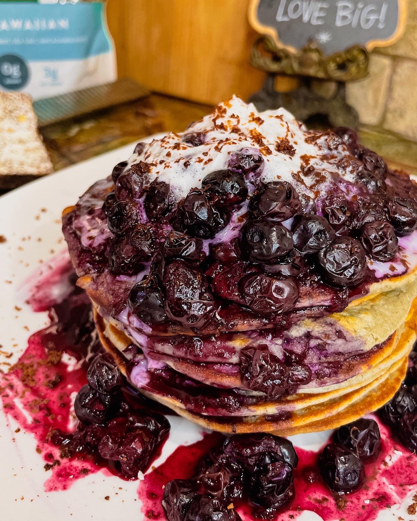 Protein pancakes with Fresh Blueberries