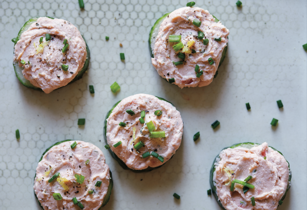 Smoked Salmon & Chive Mousse On Cucumber Slices