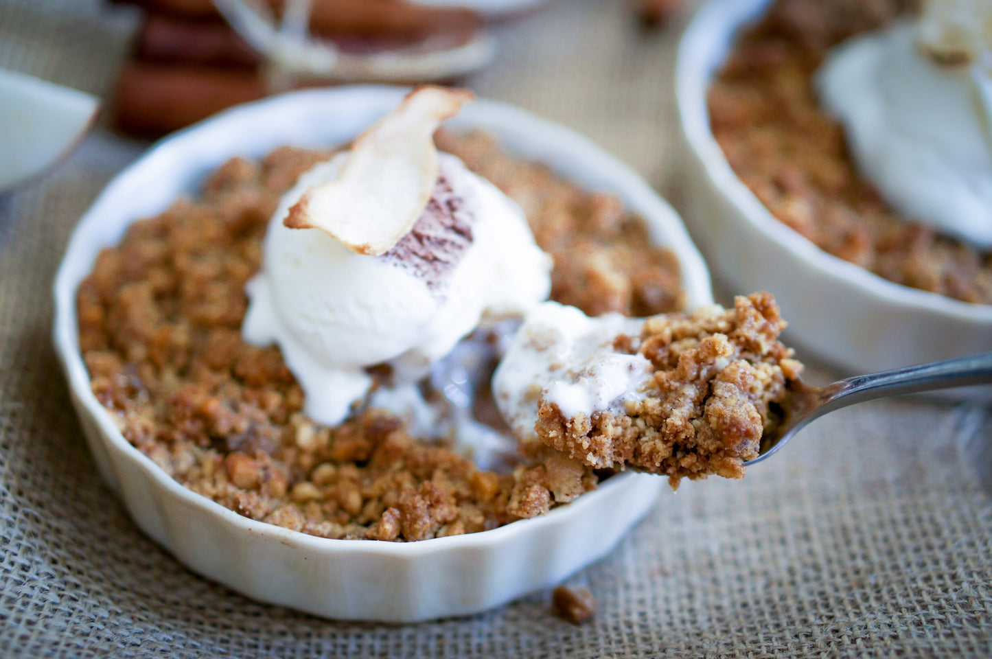 Apple Oatmeal Crumb Pie with Whipped Topping