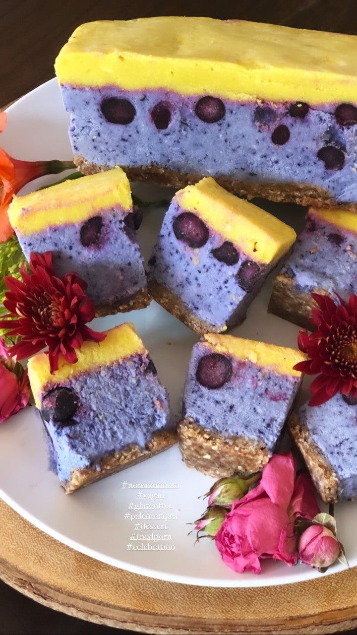 No-Bake Blueberry 'Cheesecake' and Lemon Curd Bliss Bars