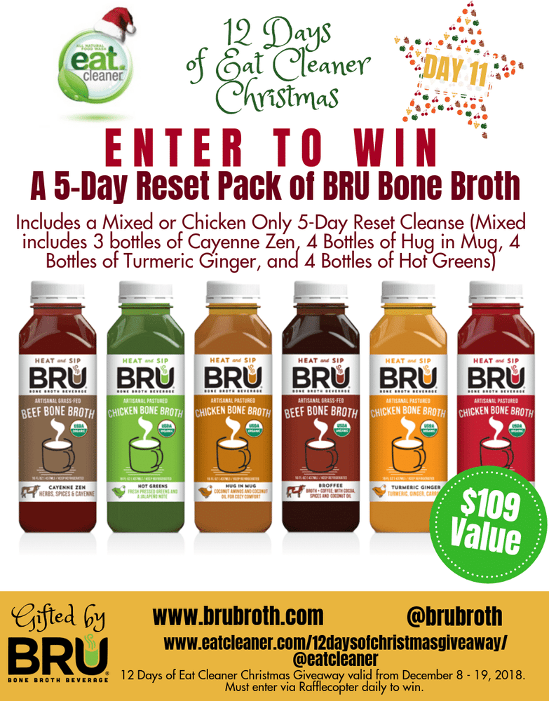 Reset 2019 with BRU Bone Broth! Enter to Win on the 11th Day of Eat Cleaner Christmas