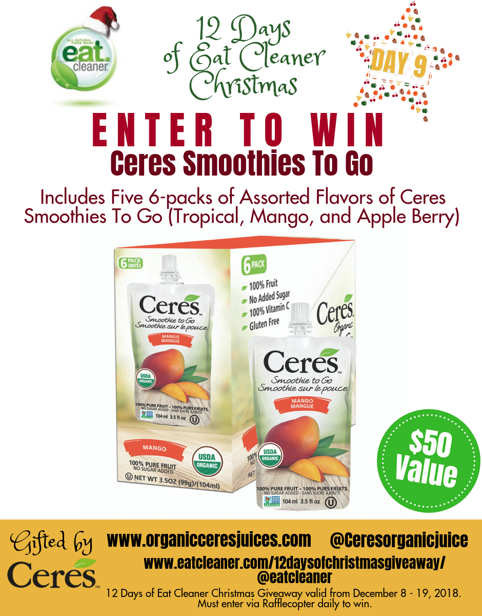 Smoothies for All!! Enter to Win Ceres Smoothies To Go on Day 9!