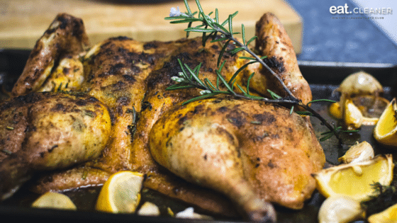 WHOLE GRILLED CITRUS ROSEMARY CHICKEN UNDER A BRICK