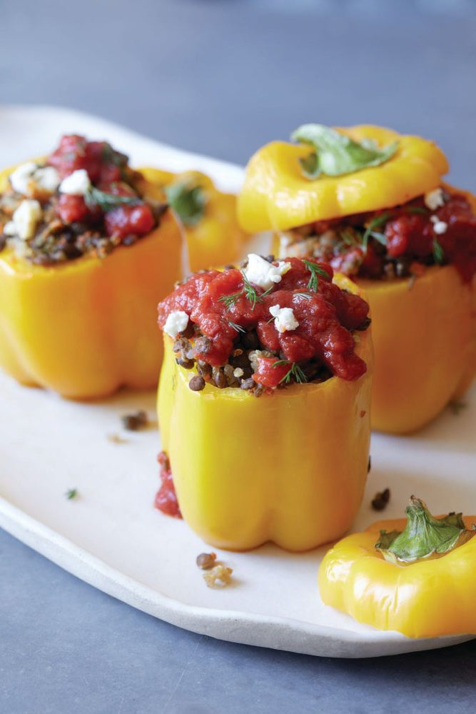 MEDMEX STUFFED PEPPERS – FROM EAT LIKE YOU GIVE A FORK: THE REAL DISH ON EATING TO THRIVE BY MAREYA IBRAHIM.