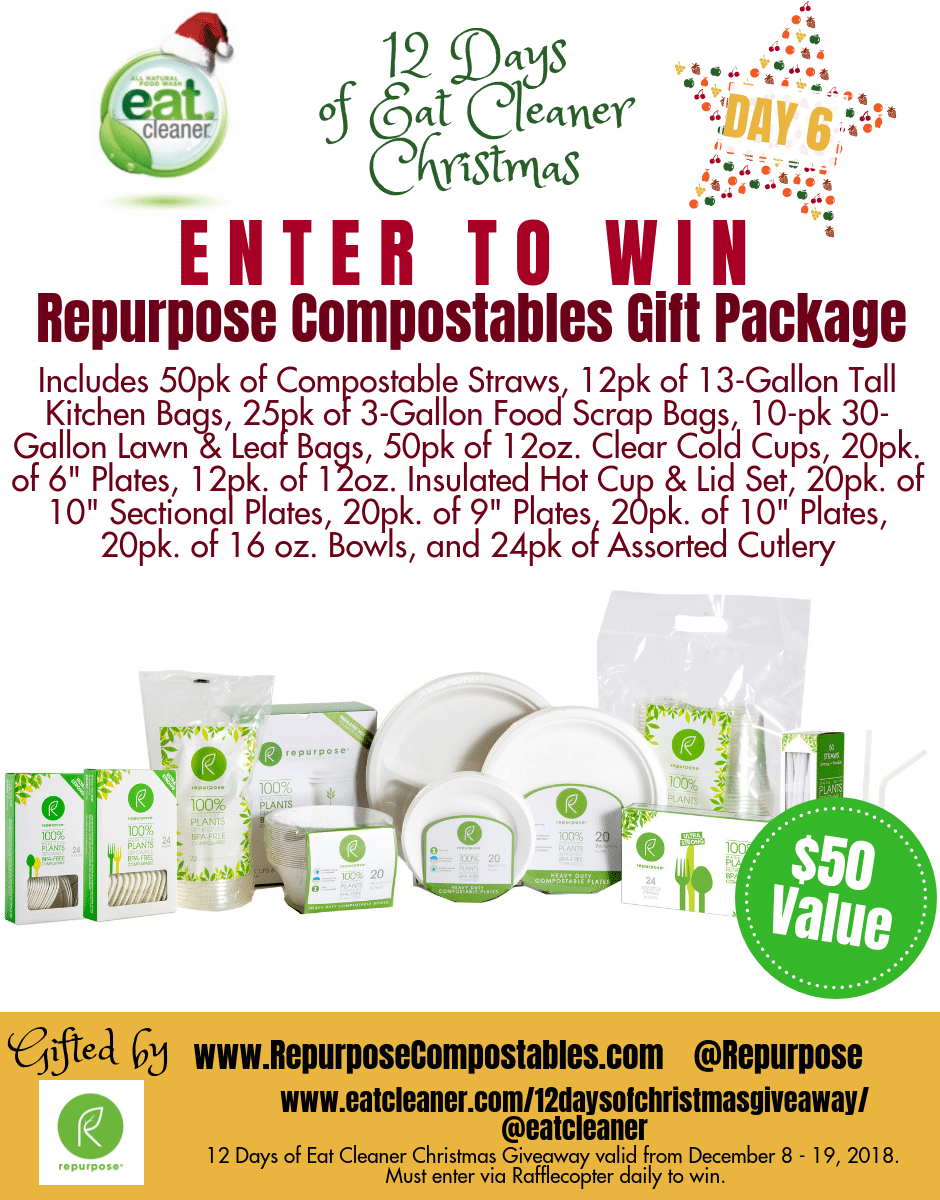 On the 6th day of Christmas, Eat Cleaner Gave to Me a Super Sustainable Gift Pack from Repurpose Compostables