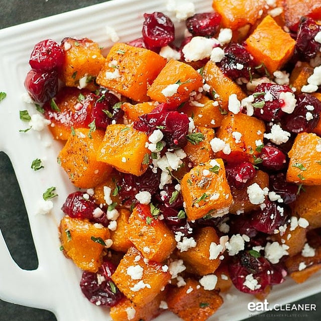 Roasted Butternut Squash with Cranberries & Feta