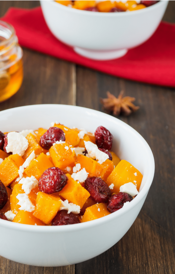 ROASTED BUTTERNUT SQUASH WITH CRANBERRIES & FETA